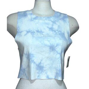 Aerie Ribbed Sleeveless Cropped Tank Top Sz XL Blue Tie-Dye